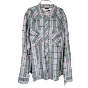 Artful Dodger Men Snap Button Long Sleeve Plaid Shirt Size 4XL